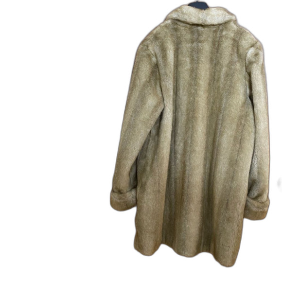 Vintage HELENA VERA Coat Faux Fur V-Neck Pockets European Women M 38 Brown Beige - Picture 3 of 15